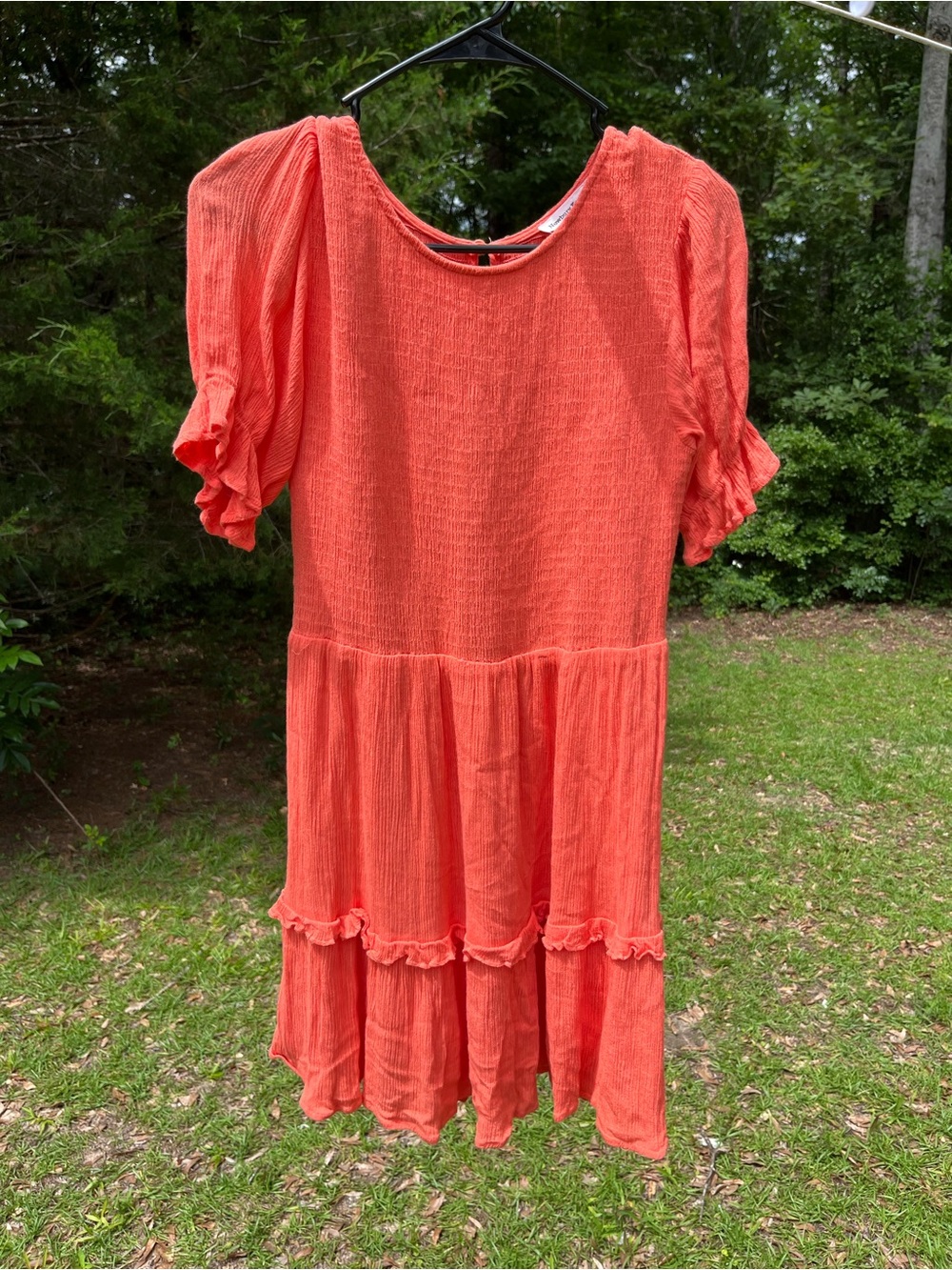 Newbury Kustom Peachy Coral Tiered Midi Dress